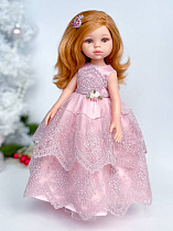 Платье для принцессы куклы Paola Reina 33 см, пудровое, с пудровым кружевом